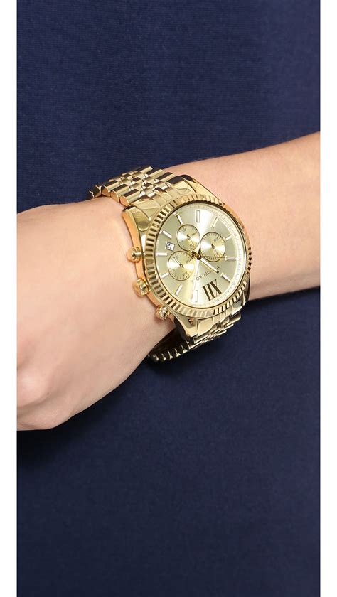 michael kors mk8296|oversized lexington gold tone watch.